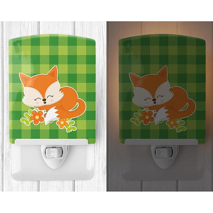 Caroline's Treasures BB8714CNL Foxie Fox Ceramic Night Light Compact, UL-Certified, Ideal for Bedroom, Bathroom, Nursery, Hallway, Kitchen, 6x4x3, Multicolor