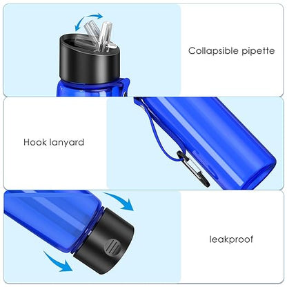 AMIR 0.01μm Ultra-Filtration Filtered Water Bottle, Built-in Compass Water Filter Bottle with 4-Stage Filtration for Hiking,Survival, Camping, Backpacking, Emergency