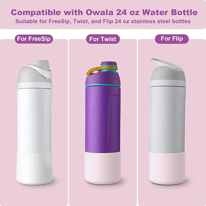 2PCS Silicone Water Bottle Boot for Owala 24oz 32oz 40oz, Anti-Slip Protective Sleeve Bottom Bumper Protector for FreeSip, Twist, and Flip Stainless Steel Water Bottles