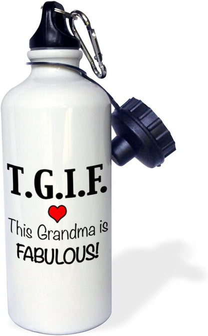 3dRose TGIF This Grandma is Fabulous, Red-Sports Water Bottle, 21oz , Multicolored