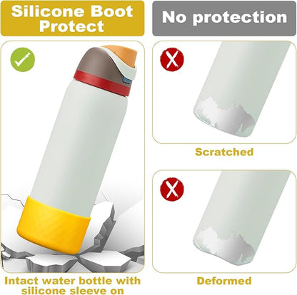 2PCS Silicone Water Bottle Boot for Owala 24oz 32oz 40oz, Anti-Slip Protective Sleeve Bottom Bumper Protector for FreeSip, Twist, and Flip Stainless Steel Water Bottles