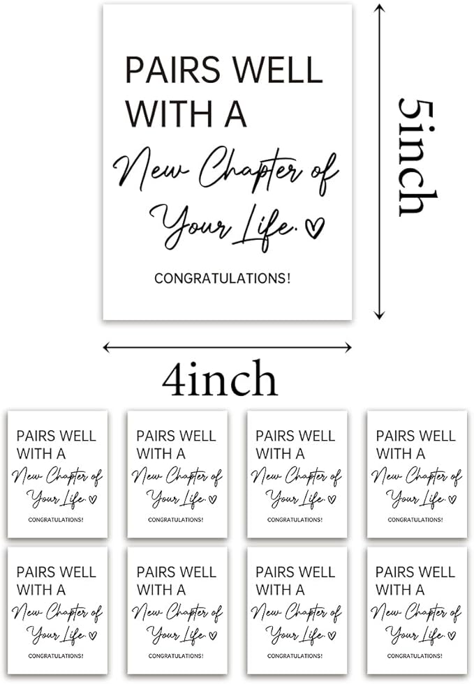 8 Pcs Going Leaving Moving Away Farewell New Beginnings Engagement Retirement Party Decorations Gifts for Women Men Coworker Friends Pairs Well with New Chapter of Your Life Wine Labels