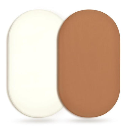GRSSDER Stretchy Ultra Soft Fitted Bassinet Sheet 2 Pack, Universal Fit for Bassinets Baby Cradle Moses Basket Oval Rectangle Mattress Safe and Snug, Jersey Bassinet Sheets for Girls, Cream/Orange