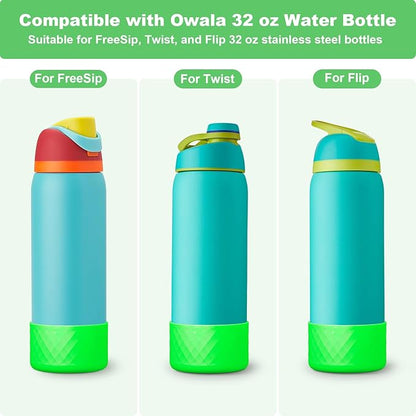 2PCS Silicone Water Bottle Boot for Owala 24oz 32oz 40oz, Anti-Slip Protective Sleeve Bottom Bumper Protector for FreeSip, Twist, and Flip Stainless Steel Water Bottles