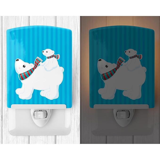 Caroline's Treasures BB8982CNL Polar Bears #6 Ceramic Night Light Compact, UL-Certified, Ideal for Bedroom, Bathroom, Nursery, Hallway, Kitchen, 6x4x3, Multicolor