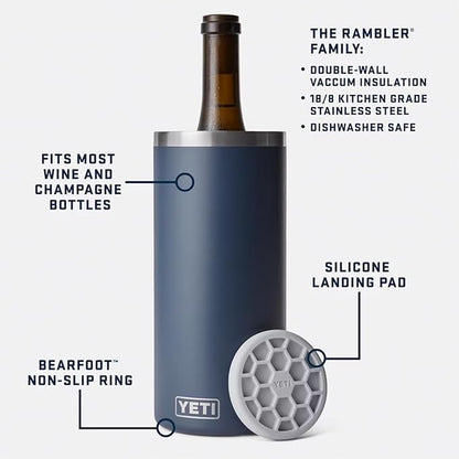 YETI Rambler Wine Chiller, Fits Most Wine Bottles, Big Wave Blue