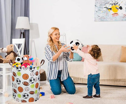 Kids Laundry Basket,Basketball Laundry Hamper Collapsible Baby Storage Baskets for Boys Room Decor,Nursery Hamper,Bedroom,Toy Organizer,(Ball) …