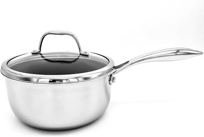 3.0 Quart Hexagon Surface Hybrid Stainless Steel Saucepan with Lid