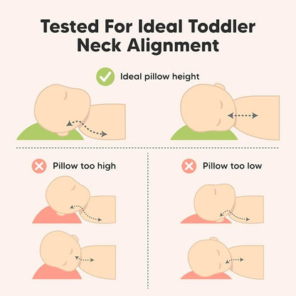 2-Pack Toddler Pillow - Soft Organic Cotton Toddler Pillows for Sleeping - 13X18 Small Pillow for Kids - Kids Pillows for Sleeping - Kids Pillow for Travel, School, Nap, Age 2 to 5 (Mist Pink)