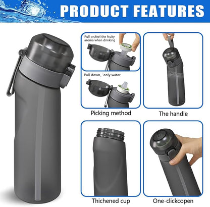Air Water Bottle with 7Pcs Flavor Pods 26.3Oz Scent Water Bottle Fruit Fragrance Water Bottle,Scent Water Cup,Sports Water Cup Suitable for Outdoor Sports