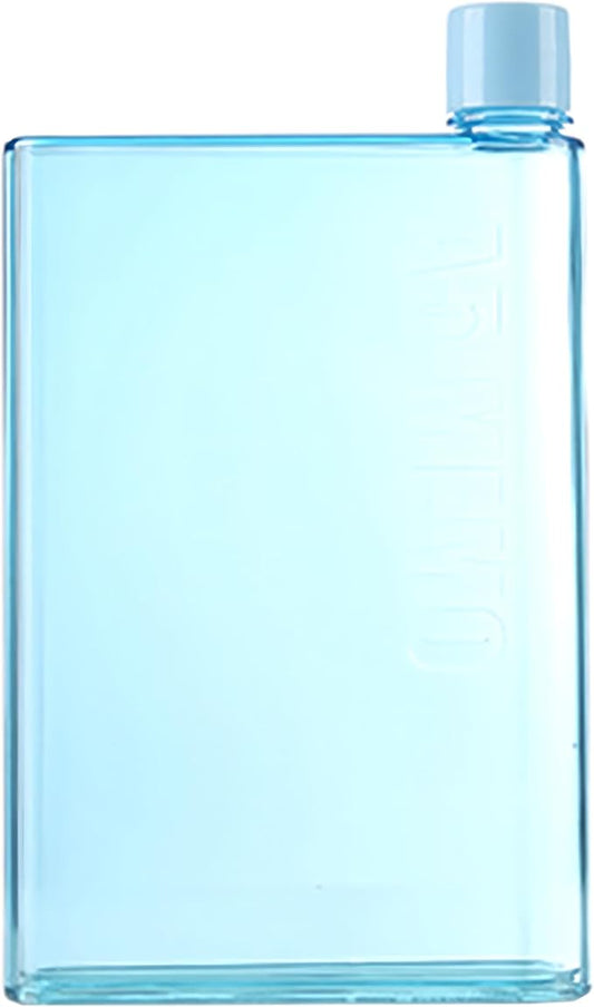 IUI Flat Water Bottle 14 oz, Leak Proof and Slim Reusable Flat Water Bottle, Portable Cute Water Bottle for Purse Pocket School Sports Travel Blue