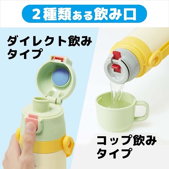 Skater SKDC4-A Children's 2-Way Stainless Steel Water Bottle with Cup, 15.2 fl oz (430 ml), My Neighbor Totoro, Ghibli Girls