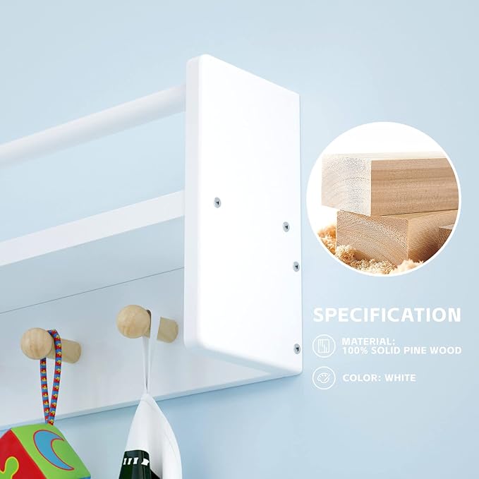 Nursery Floating Shelves for Kids Room, Set of 3 Wall Book Shelves for Kitchen Living Room, Book Shelf Wall Mounted for Baby Kids Bedoom Bathroom (White, 24inch Set 2)