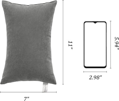 BEDSUM 2 Pack Tiny Pillows, 11"x7" Microfiber Mini Pillows for Travel, Pets, Soft and Machine Washable Small Pillows for Neck, Wrist, and Knee Comfort, Dark Grey