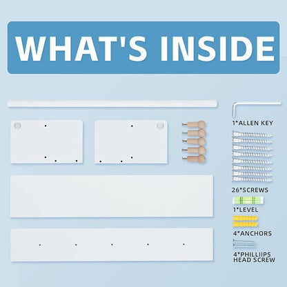 Nursery Floating Shelves for Kids Room, Set of 3 Wall Book Shelves for Kitchen Living Room, Book Shelf Wall Mounted for Baby Kids Bedoom Bathroom (White, 24inch Set 2)