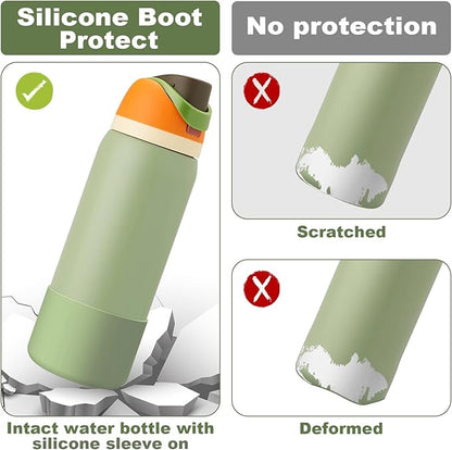 2PCS Silicone Water Bottle Boot for Owala 24oz 32oz 40oz, Anti-Slip Protective Sleeve Bottom Bumper Protector for FreeSip, Twist, and Flip Stainless Steel Water Bottles