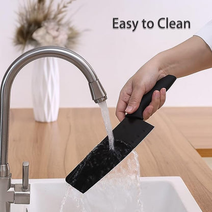 Magicorange 7-Piece Kitchen Knife Set - 5 Black Stainless Steel Knives with Sheaths, Cutting Board, and a Knife Block- Stainless Steel Kitchen Knives with PP Ergonomic Handle (Matte Black)