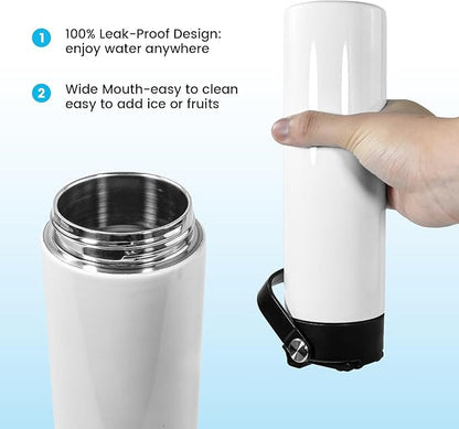 AGH 20oz Sublimation Sports Water Bottle Blanks with Straw & Handle Lid Straight Tumblers Stainless Steel Metal Vacuum Insulated Flask for Glitter Vinyl, Sport Outdoor Travel 4pcs