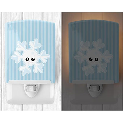 Caroline's Treasures BB7149CNL Weather Snowflake Face Ceramic Night Light Compact, UL-Certified, Ideal for Bedroom, Bathroom, Nursery, Hallway, Kitchen, 6x4x3, Multicolor