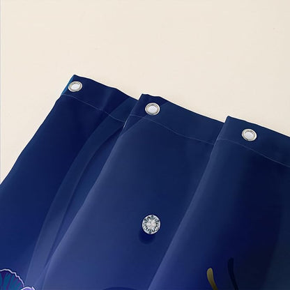 AILONEN Blue Floral Shower Curtain for Girls,Beautiful Butterfly Heart Flower Bath Curtain for Bathroom,Blue Print Polyester Waterproof with 12 Plastic Hooks,72" W*84" H Blue