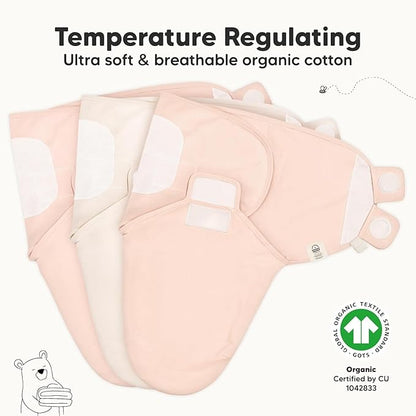 3-Pack Organic Baby Swaddle Sleep Sacks - Newborn Swaddle Sack, Ergonomic Baby Swaddles 0-3 Months, Swaddles for Newborns, Baby Sleep Sack, Baby Swaddle Blanket Wrap,Baby Essentials(Angelic)