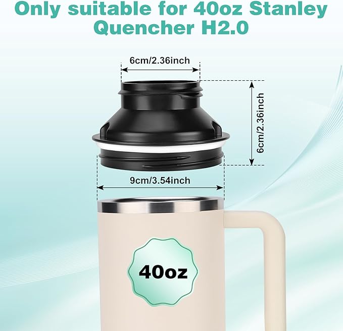 2PCS Bottle Adapter for Stanley Cup 40oz to Cirkul, Lid Cap Converter Accessories, Cirkul Stanley Adapter BPA Free Plastic, Food Grade Silicone Fits for Stanley Water Bottles(Black)