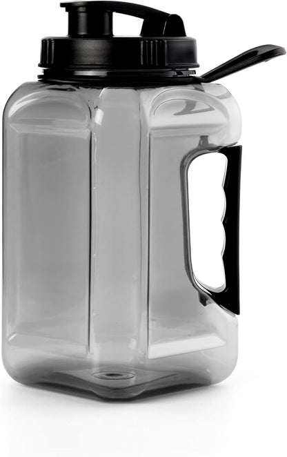 Half Gallon Water Bottle Large Sports Water Bottle Jug With Times to Drink Marker BPA Free Reusable for Fitness Gym Outdoor 64oz Grey