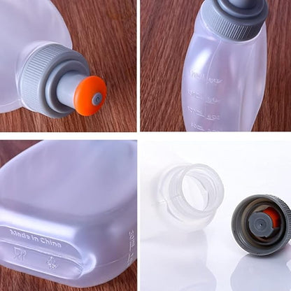 AONIJIE 2 Pcs Sports Collapsible Water Bottle BPA Free + 2 Pcs Replacement Straws Lid - TPU Soft Drink Water Kettle Foldable Flask for Hiking Bicycling Running Climbing (2pcs-170ML)