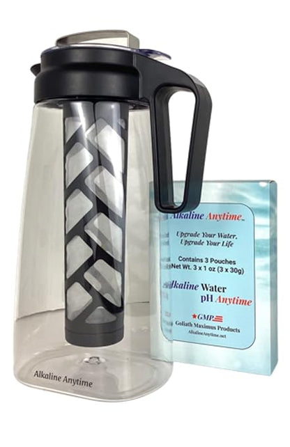 Alkaline Water Filter Pitcher with Infuser, Tritan Pitcher with Lid 2L | 9.5 pH Alkaline Filters | Tea Pitcher | Tritan BPA Free Ice Coffee Maker | Infuser Pitcher (No Filter)