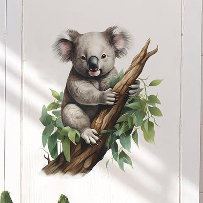 Removable Cute Koala Wall Decal Koala on Branch Wall Sticker Peel and Stick Watercolor Animal Wall Art Decor Stickers for Kids Baby Classroom Living Room Playing Room Bedroom
