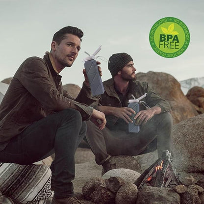 620ml Silicone Foldable Water Bottle with Straw Lid - Lightweight, Reusable, & Leakproof for Travel, Camping, Hiking, & Sports(GREY)