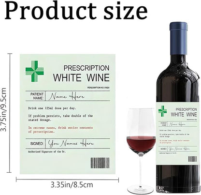 24Pcs Prescription Wine Bottle Label, Wine Prescription Medical Alcohol Bottle Gift Funny Drinks Sticker Label Party Decorations Waterproof Wraps Sticker for wine Bottle Sticker