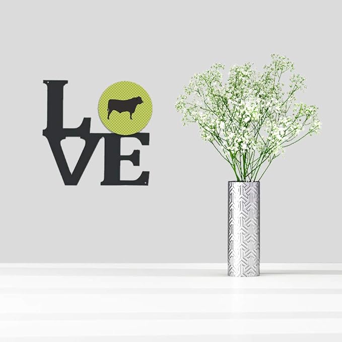 Caroline's Treasures BB7654WALV Black Angus Cow Green Metal Wall Artwork Love Indoor Outdoor Art Decor Patio, Bathroom, Kitchen Colorful Aluminum and Black Steel Sculpture
