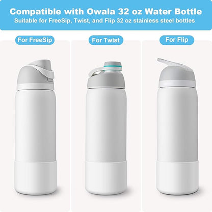 2PCS Silicone Water Bottle Boot for Owala 24oz 32oz 40oz, Anti-Slip Protective Sleeve Bottom Bumper Protector for FreeSip, Twist, and Flip Stainless Steel Water Bottles