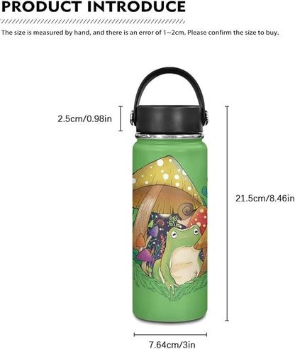 Mushroom Frog Insulated Water Bottle for Women Men Stainless Steel Water Bottle 18 Oz Vacuum Flask Sports Water Bottle