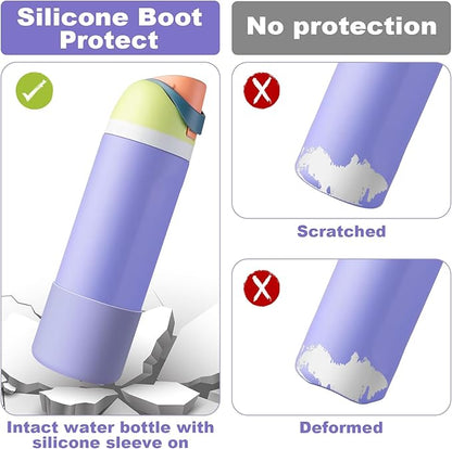 2PCS Silicone Water Bottle Boot for Owala 24oz 32oz 40oz, Anti-Slip Protective Sleeve Bottom Bumper Protector for FreeSip, Twist, and Flip Stainless Steel Water Bottles