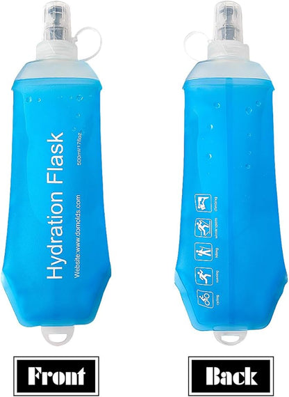 Blue Soft Flask, TPU Foldable Running Hydration Flask, for Hydration Packs/Running Vests-Running, Hiking, Cycling Folding Bottle-5 oz (150 ml)