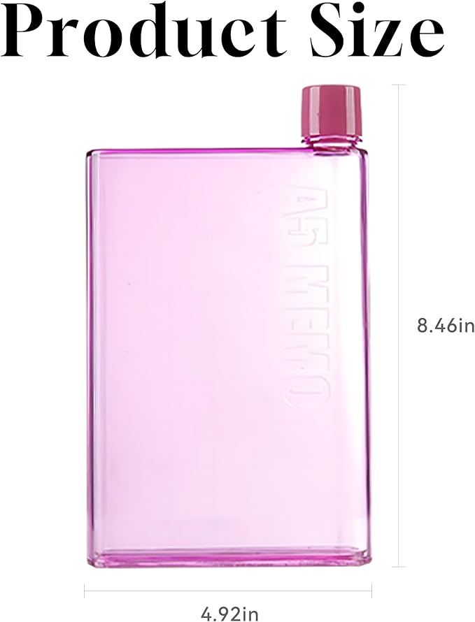 IUI Flat Water Bottle 14 oz, Leak Proof and Slim Reusable Flat Water Bottle, Portable Cute Water Bottle for Purse Pocket School Sports Travel Red