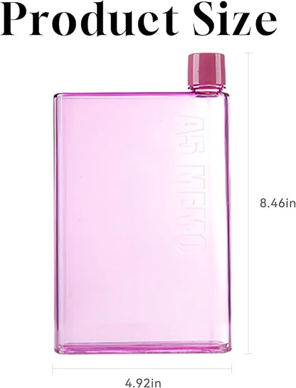 IUI Flat Water Bottle 14 oz, Leak Proof and Slim Reusable Flat Water Bottle, Portable Cute Water Bottle for Purse Pocket School Sports Travel Red