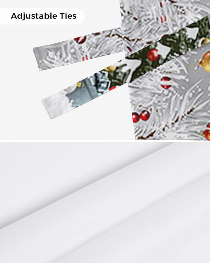 Christmas Gnome Blackout Tie Up Valance Curtains for Kitchen Windows Winter Merry Christmas Tree Balls Window Toppers Balloon Shades for Living Room/Bathroom/Bedroom,1 Panel, 42" X 12", Grey