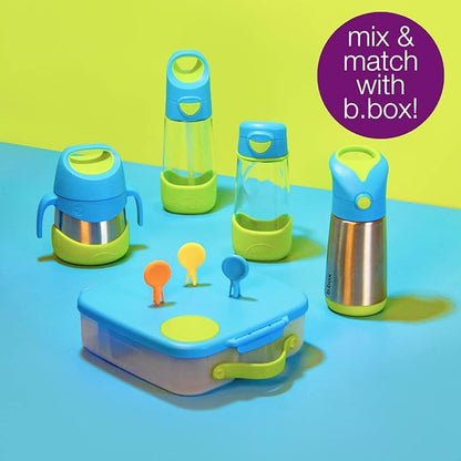 b.box 15oz Tritan Straw Bottle: Kids Water Bottle for Toddlers & Up. Spill Proof, Leak Proof, BPA Free. Great for School/Daycare or Next Step after Sippy Cups (Blue Slate)