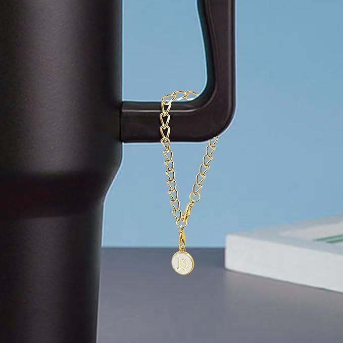 6PCS Letter Charm Accessories for Stanley Cup, Name ID Letter Handle Charm for Stanley Handle Identification Letter Pendant Handle Decoration for Stanley Tumbler Charms (Letter D)