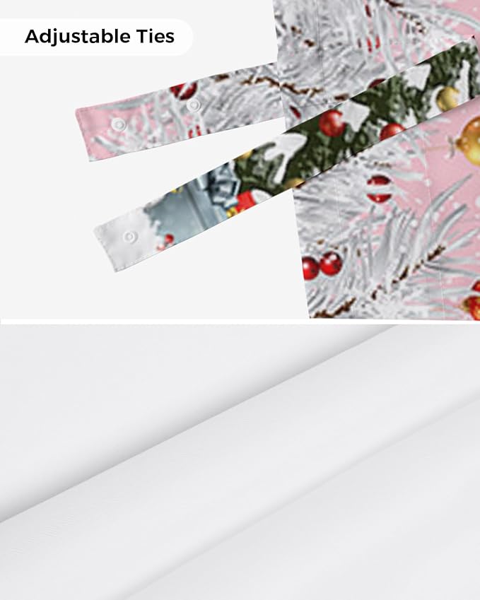 Christmas Gnome Blackout Tie Up Valance Curtains for Kitchen Windows Winter Merry Christmas Tree Balls Window Toppers Balloon Shades for Living Room/Bathroom/Bedroom,1 Panel, 42" X 18", Pink