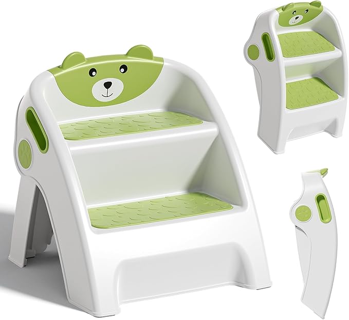 Toddler Step Stool for Bathroom Sink and Potty Training Durable Anti-Slip,Anti-Tip A-Frame,10-Second Assembly, 2-Step Potty Stool with Wide Steps,CPC Certified for Safe and Kids Easy Hand Washing