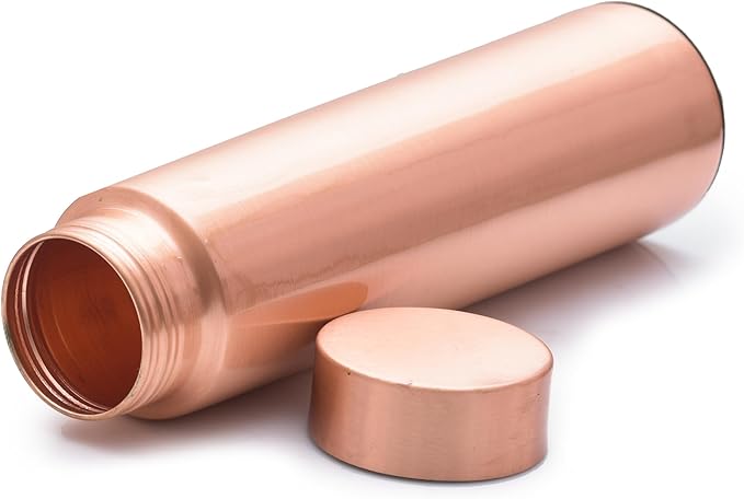 VJR Copper Bottle for Drinking Water 33 Oz Ayurvedic Leak Proof Smooth Finish Plain Design Durable Lightweight Hand Washable Vessel Clean Cool Water Natural Mineral Boost Energy Safe Water Utensil
