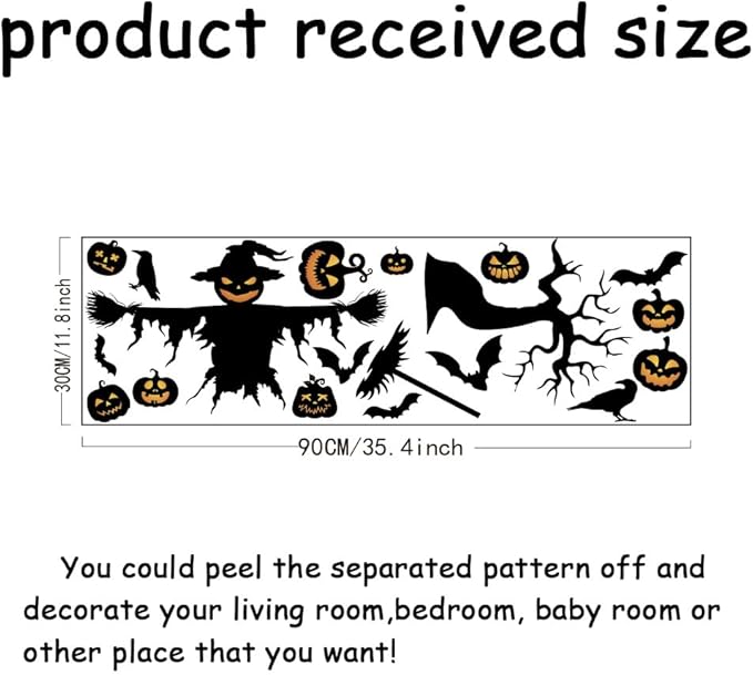 SUPERDANT Halloween Wall Stickers Pumpkin Scarecrow Wall Decals Crows Trees Wall Sticker Halloween Stickers for Kids Halloween Window Decoration for Halloween Party Decorations