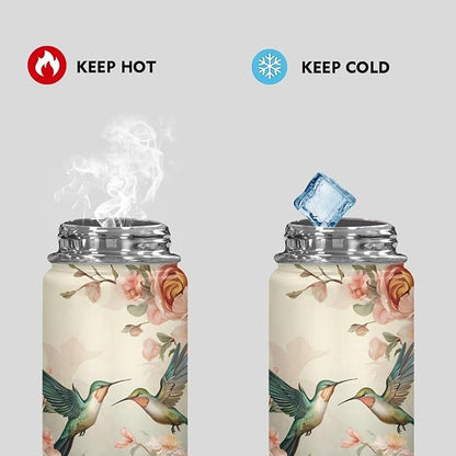 Hummingbird Insulated Water Bottle for Women Stainless Steel Water Bottle 18 Oz Vacuum Flask Sports Water Bottle Travel Cup Coffee Mug