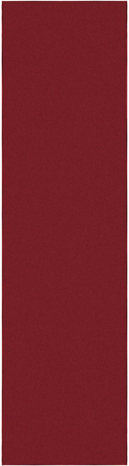 Machine Washable Modern Solid Design Non-Slip Rubberback 3x10 Traditional Runner Rug for Hallway, Kitchen, Bedroom, Living Room, 2'7" x 9'10", Red