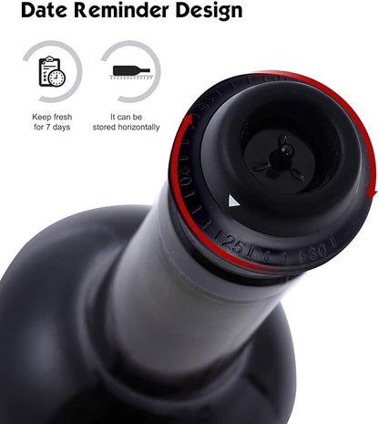 Automatic Wine Saver Pump Set for Red Wine with 4 Reusable Vacuum Bottle Sealer Stoppers USB Type-C Charging - Black