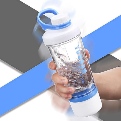 21oz Protein Shaker Bottle with Powder Storage Container-Shaker Cups for Protein Shakes-pre workout bottle-Mixer Cup-Gym Sport Water Bottle -Made with Tritan BPA Free,with Wire Whisk Balls (Blue)